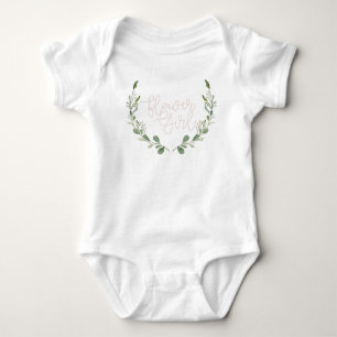 Greenery Watercolor Wreath Flower Girl Baby Bodysuit