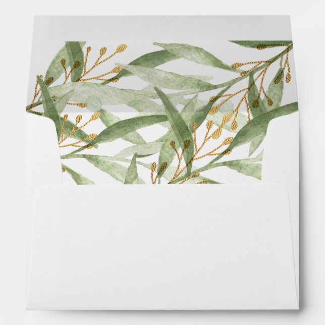 Greenery watercolors green envelopes for 5x7 card (Back (Bottom))