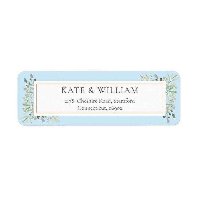 Greenery Watercolour Leaves Foliage Address (Front)