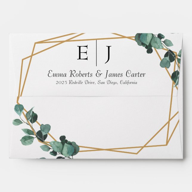Greenery Wedding 5x7 Invitation Envelope (Back (Top Flap))