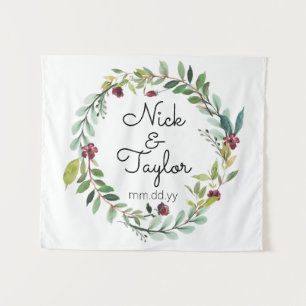 Greenery Wedding Back Drop, Boho Fall Photo Booth Tapestry