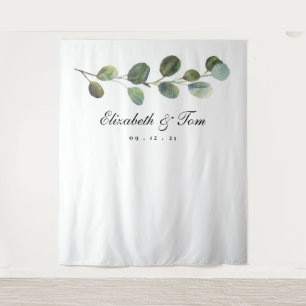 Greenery Wedding Backdrop, Photo Booth Prop Tapestry