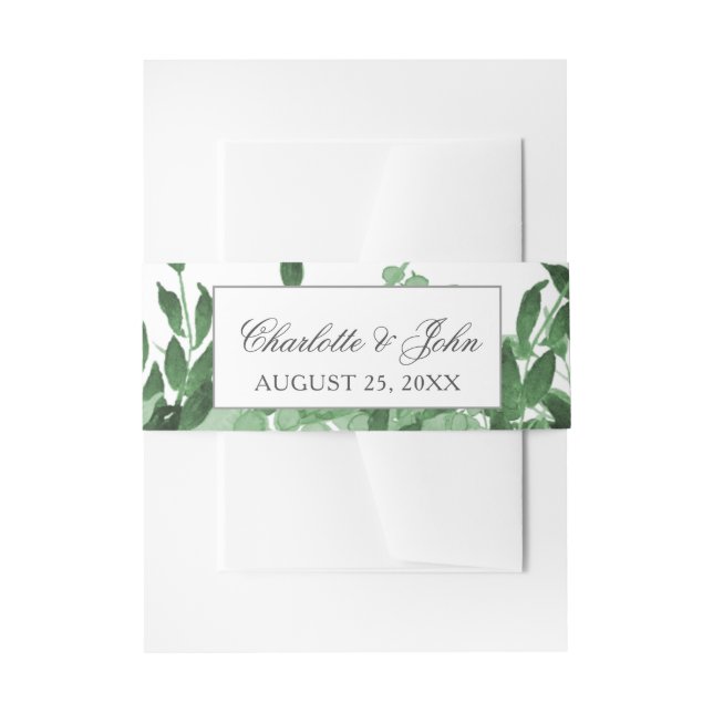 greenery Wedding belly band Invitation Belly Band (Front Example)