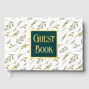Greenery wedding botanical leaf pattern real foil  guest book