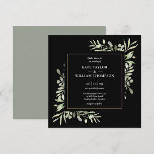 Greenery Wedding Botanical Watercolour Invitation