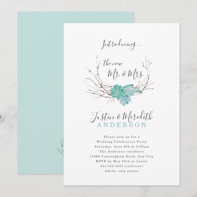 Greenery Wedding Celebration Party Only Invitation (Front/Back)