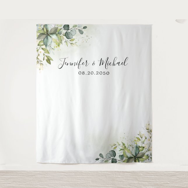 Greenery Wedding Ceremony Backdrop Tapestry (Front)