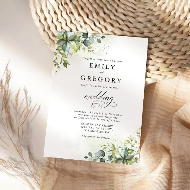 Greenery Wedding Ceremony Invitation (Creator Uploaded)