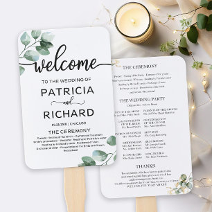 Greenery Wedding Ceremony Program Hand Fan