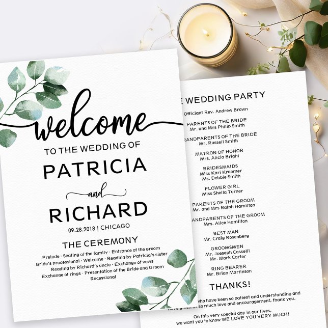 Greenery Wedding Ceremony Program Programme (Creator Uploaded)