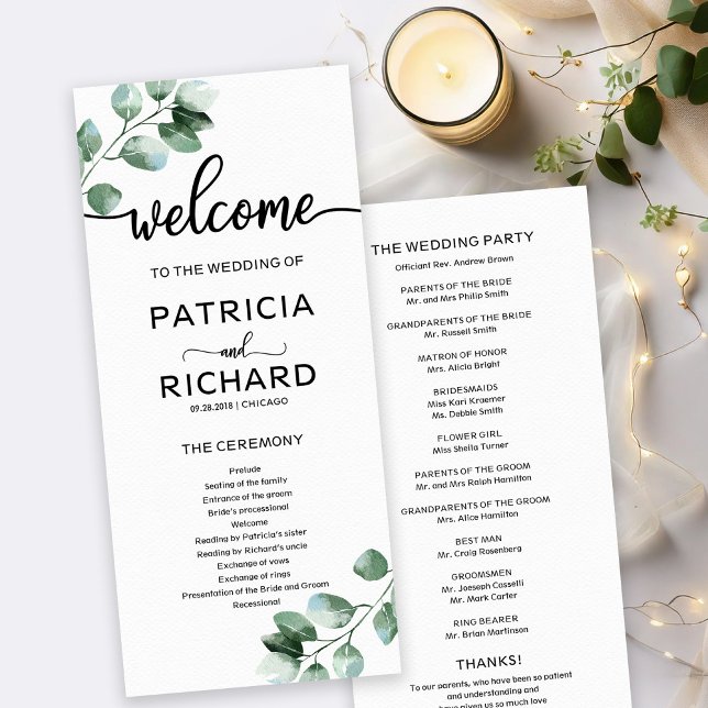Greenery Wedding Ceremony Program Programme (Creator Uploaded)