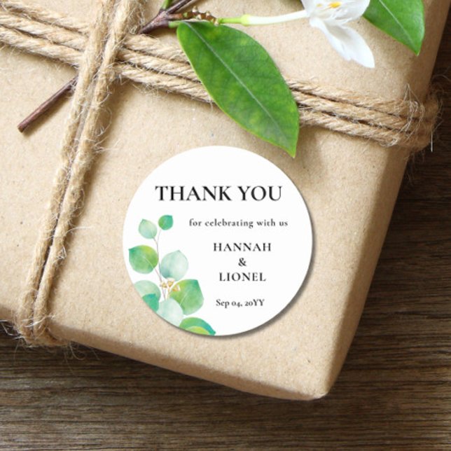 Greenery Wedding Classic Round Sticker (Creator Uploaded)