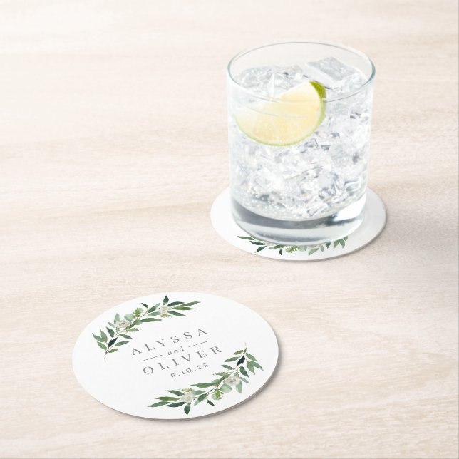 Greenery Wedding Coasters (Insitu)