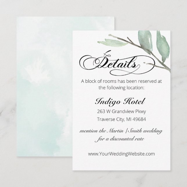 Greenery Wedding Details Enclosure Card (Front/Back)