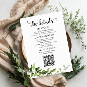 Greenery Wedding Details QR Enclosure Card