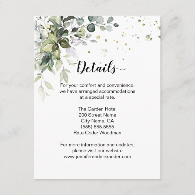 Greenery Wedding Enclosure Card (Front)