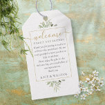 Greenery Wedding Favour Welcome Basket Bag Gift Tags<br><div class="desc">This elegant greenery and gold and tag can be personalised with your special thank you information in chic typography. Designed by Thisisnotme©</div>