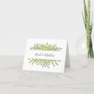 Greenery Wedding Folded Thank You Card
