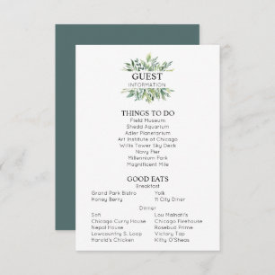 Greenery Wedding Guest Information Enclosure Card