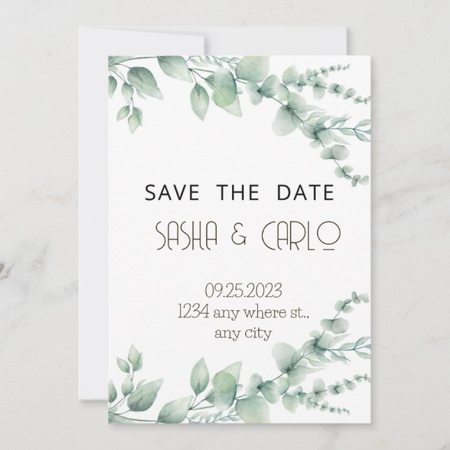 Greenery Wedding Invitation  (Front)
