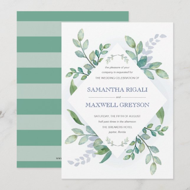 Greenery Wedding Invitation (Front/Back)