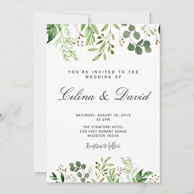 Greenery Wedding Invitation (Front)