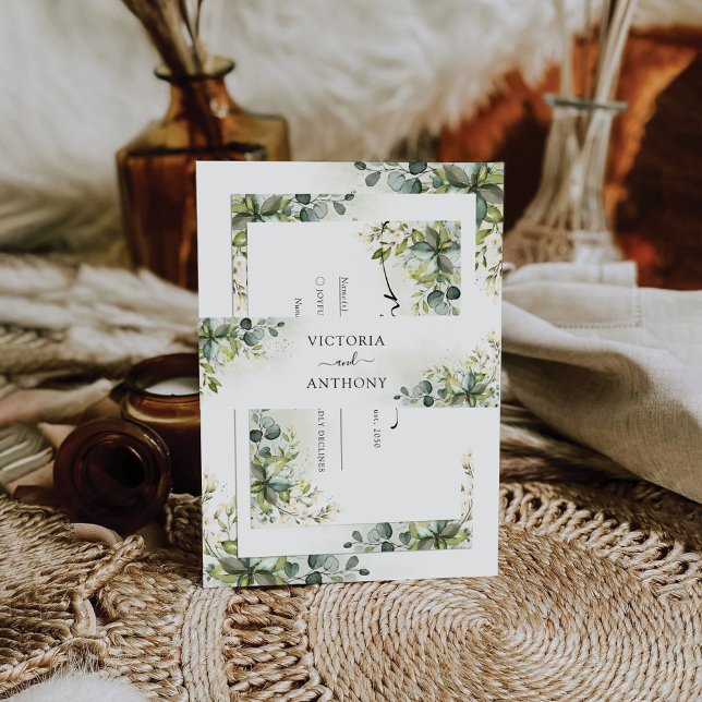 Greenery Wedding Invitation Belly Band (Creator Uploaded)
