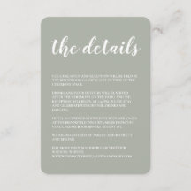 Greenery Wedding Invitation Details Enclosure Card