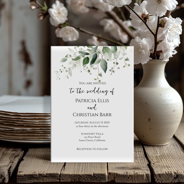 Greenery wedding invitation elegant typography (Creator Uploaded)