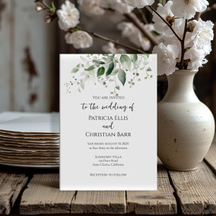 Greenery wedding invitation elegant typography