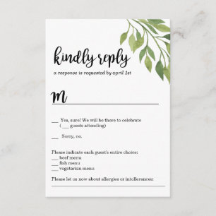 Greenery wedding invitation RSVP card botanical