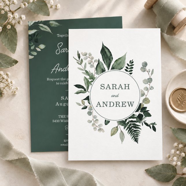 Greenery Wedding Invitations Double Sided (Greenery wedding invitations)