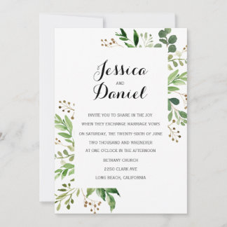 Greenery Wedding Invitations Templates