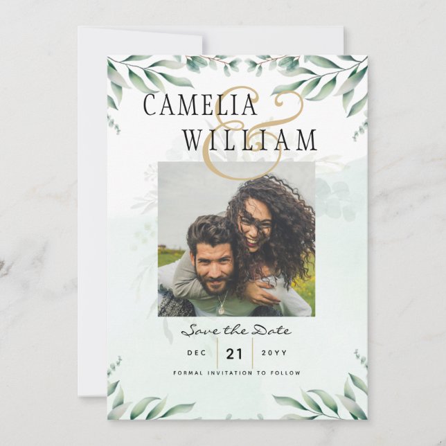 Greenery Wedding Invitations Website RSVP QR CODE (Front)