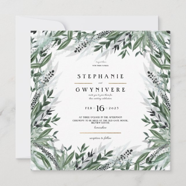 Greenery wedding invite (Front)