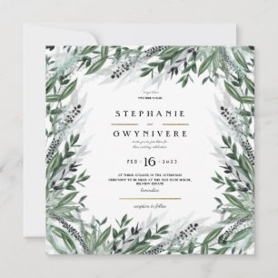 Greenery wedding invite