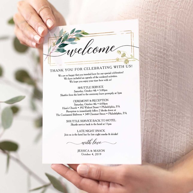 Greenery Wedding Itinerary - Wedding Hotel Bag Programme (Creator Uploaded)