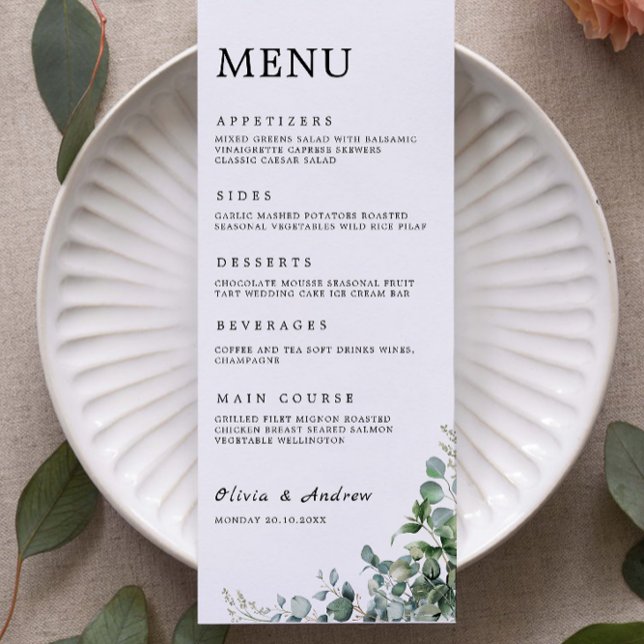 Greenery Wedding Menu Cards Template (Greenery Wedding Menu Cards Template)
