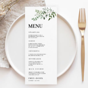 Greenery Wedding Menu Cards Template
