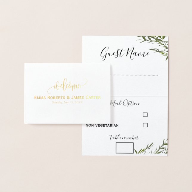 Greenery Wedding Menu Choice Place Cards (Display)