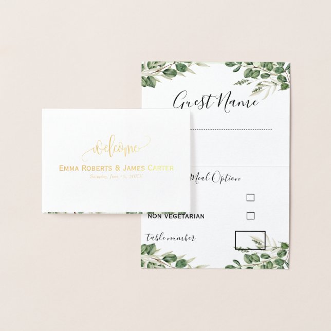 Greenery Wedding Menu Choice Place Cards (Display)