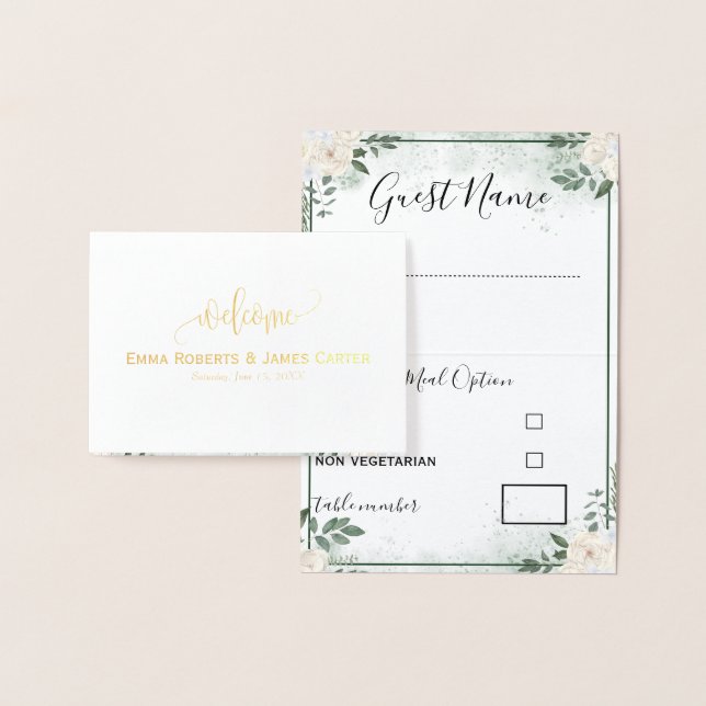 Greenery Wedding Menu Choice Place Cards (Display)