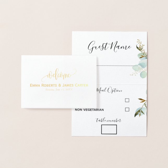 Greenery Wedding Menu Choice Place Cards (Display)