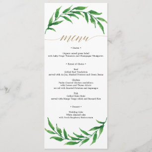 Greenery Wedding Menu or Bridal Shower Menu Invitation