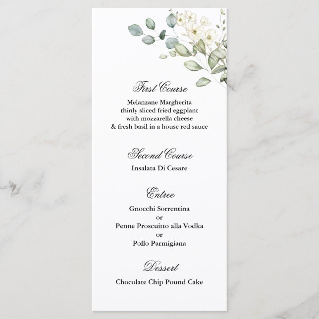 Greenery Wedding Menu Template (Front)