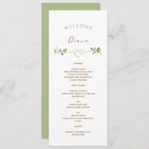 Greenery Wedding Menu with Guest Name