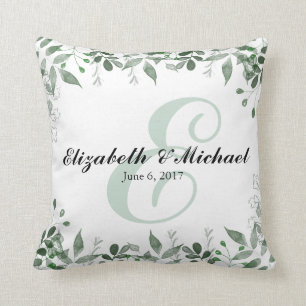 Greenery Wedding Personalised Throw Pillow