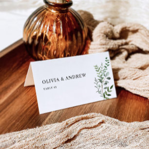 Greenery Wedding Place Cards Template