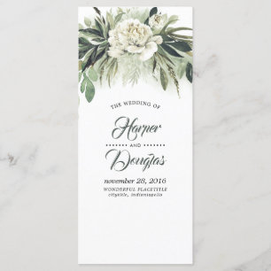 Greenery Wedding Programs   Menu