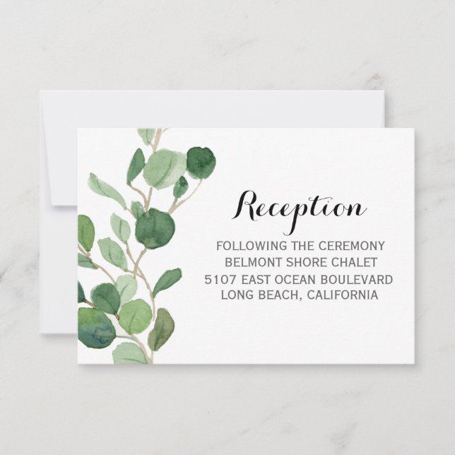 Greenery Wedding Reception Cards Template (Front)